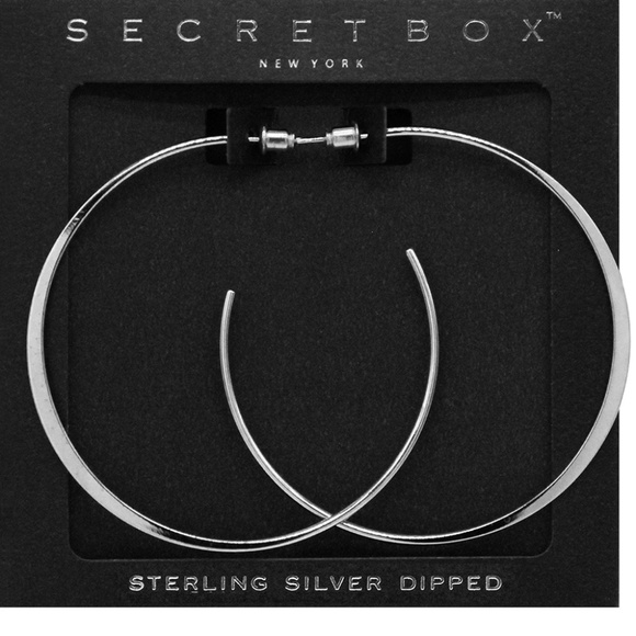 Secret Box New York Sterling Silver 2.5 Inch  Dipped Hoop Earrings (E) - Picture 1 of 1